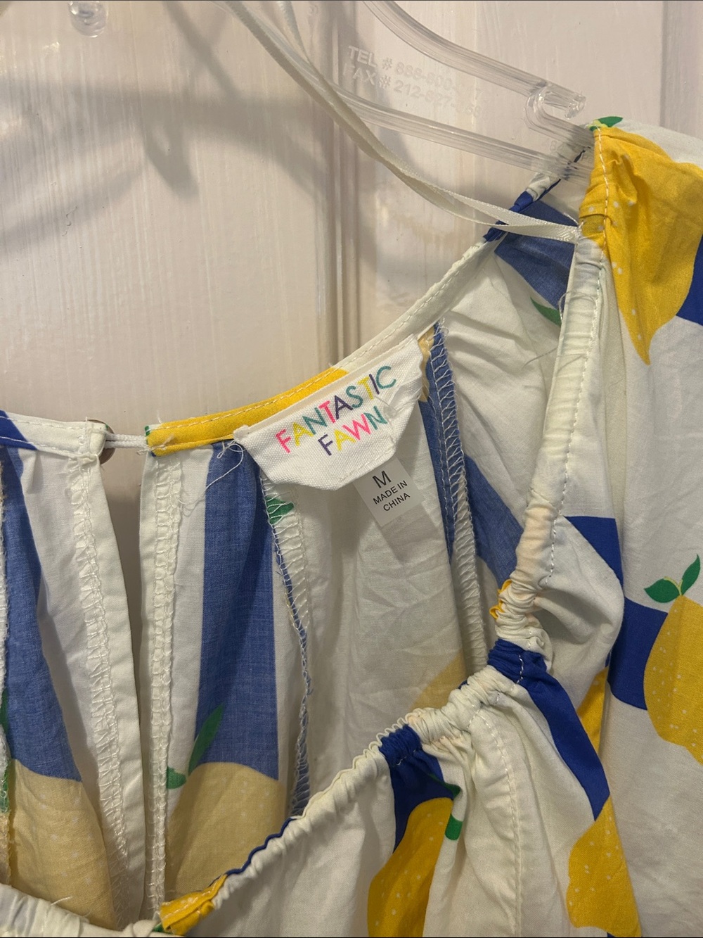 Fantastic Fawn White Blue Yellow Lemon Print Romper - Picture 2 of 2